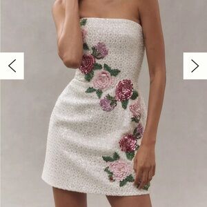 Helsi / anthropologie  beaded embellishments white cocktail dress